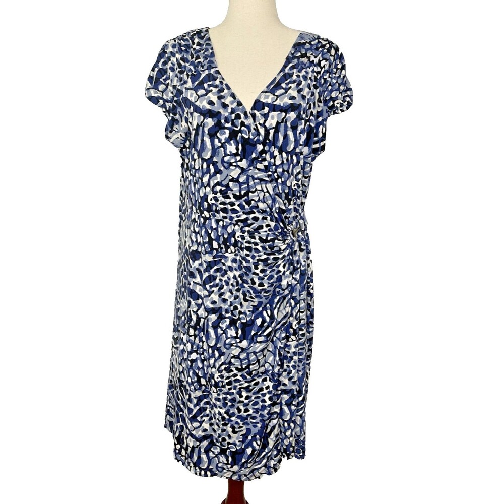 Alfani NWOT wrap w/hardware blue white midi dress XL summer party Y2K summer $89